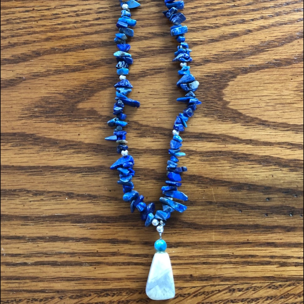 Simulated blue stone necklace